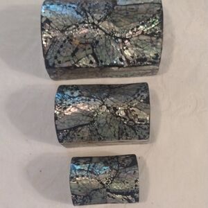 Elegant Mosaic Shell Boxes - Set of 3
